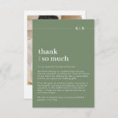 Einfache Foto-Sage Green Monogram Hochzeit Dankeskarte (Vorne/Hinten)