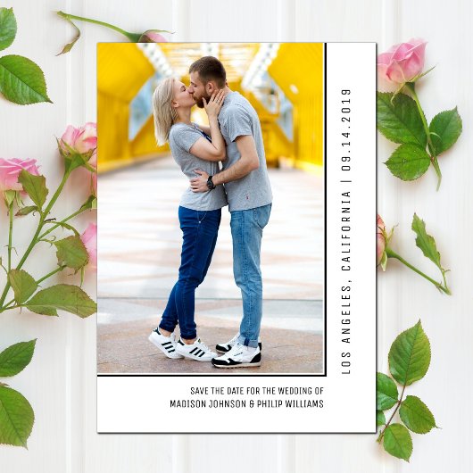 Einfache Foto Save the Date | Schwarz