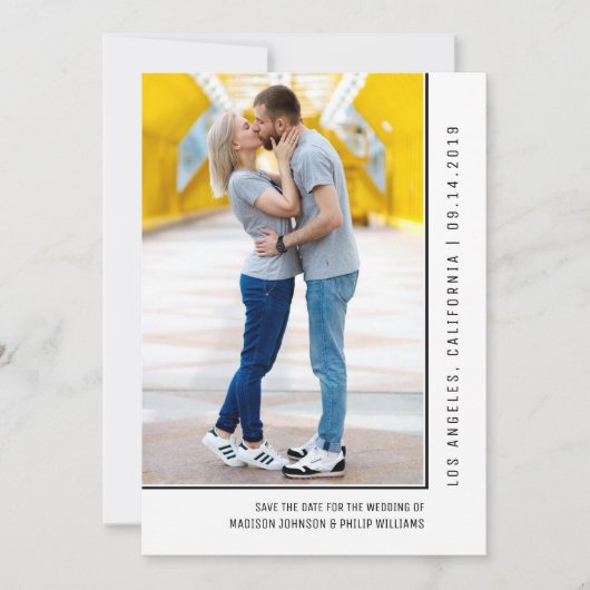 Einfache Foto Save the Date | Schwarz (Vorderseite)