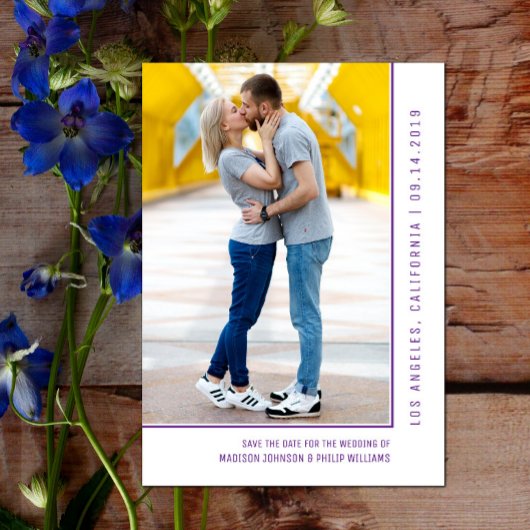 Einfache Foto Save the Date | Violett Lila