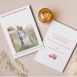 Einfache Foto Schwangerschaftsankündigung Weihnach Dankeskarte