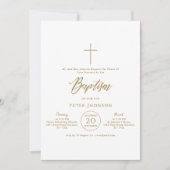 Einfache Foto Script Gold Gender Neutrale Taufe Einladung (Vorderseite)