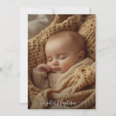 Einfache Foto Script Gold Gender Neutrale Taufe Einladung (Rückseite)