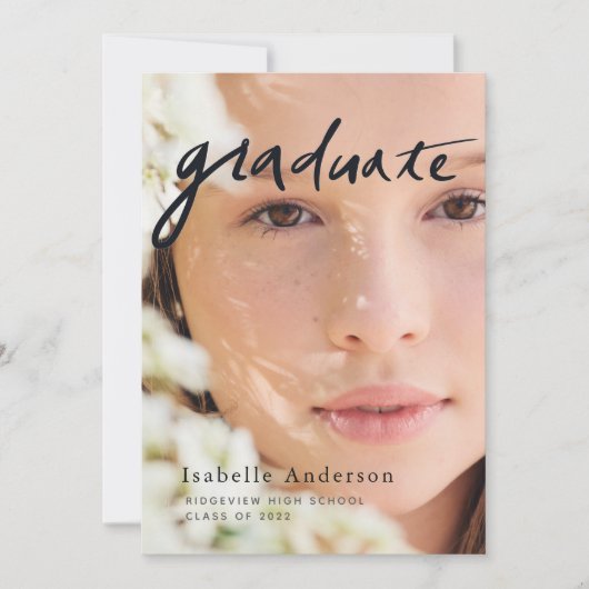 Einfache Foto Script Virtual Abschluss Einladung (Vorderseite)