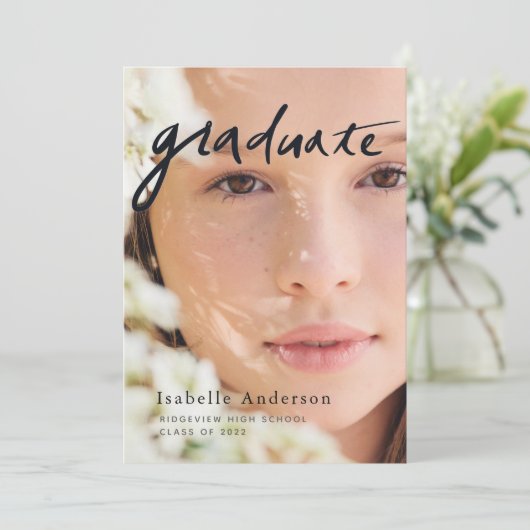 Einfache Foto Script Virtual Abschluss Einladung (Stehend Vorderseite)