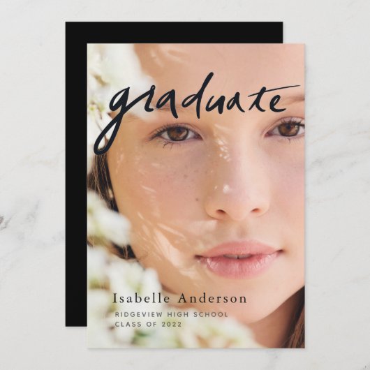 Einfache Foto Script Virtual Abschluss Einladung (Vorne/Hinten)