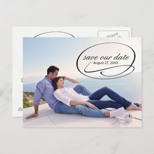 Einfache Foto-Swaps - Save the Date Postkarte (Vorne/Hinten)