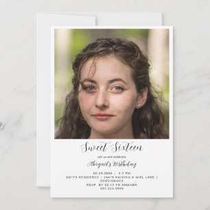 Einfache Foto Sweet Sixteen Geburtstagsfeier Einladung
