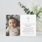 Einfache Foto-Taufe für Jungen und Mädchen Einladung (Stehend Vorderseite)