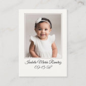 Einfache Foto Taufe Mädchen Erinnerungskarte Visitenkarte (Vorderseite)