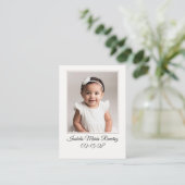 Einfache Foto Taufe Mädchen Erinnerungskarte Visitenkarte (Stehend Vorderseite)