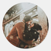 Einfache Foto Thema Hochzeit Einladungs-Aufkleber Runder Aufkleber (Vorderseite)