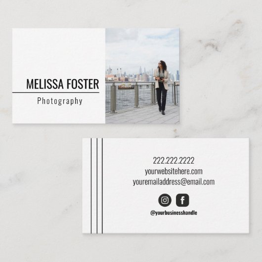 Einfache Foto-Visitenkarte Visitenkarte (Vorne/Hinten)