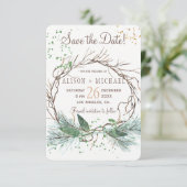 Einfache Foto Winterkranz rett Dattelfest Save The Date (Stehend Vorderseite)