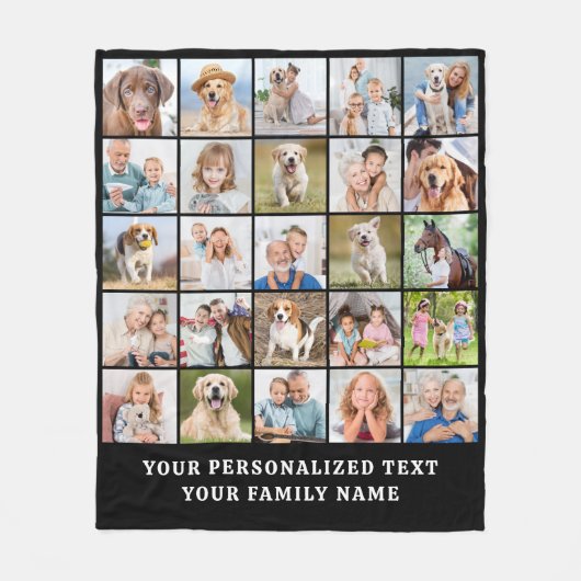 Einfache FotoCollage 25 Picture Black Personalisie Fleecedecke (Vorderseite)