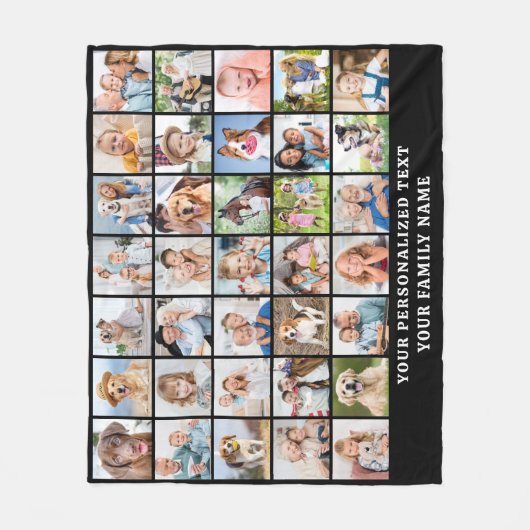 Einfache FotoCollage 35 Picture Black Personalisie Fleecedecke (Vorderseite)