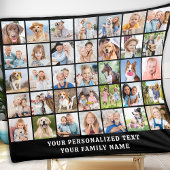 Einfache FotoCollage 35 Picture Black Personalisie Fleecedecke
