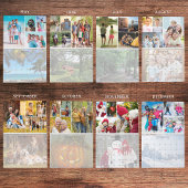 Einfache Fotocollage 5 pro Monat Benutzerdefiniert Kalender