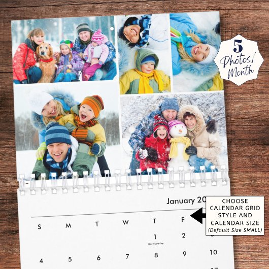 Einfache Fotocollage 5 pro Monat Kalender