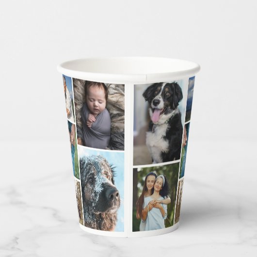 Einfache FotoCollage 7 Fotos wiederholt Pappbecher (Rechts)