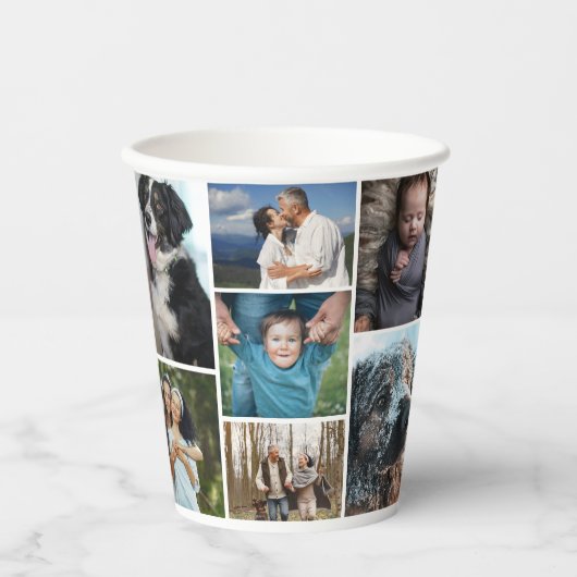 Einfache FotoCollage 7 Fotos wiederholt Pappbecher (Vorderseite)