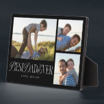 Einfache FotoCollage Bester Vater je bewahren Fotoplatte<br><div class="desc">Einfache und einzigartige Foto-Sake-Plakette mit 3 Fotos von Ihnen,  darunter ein Typografie-Text,  der mit Skript und Serif-Text vermischt ist und "Bester Papa je" sagt.</div>