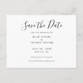 Einfache FotoCollage Elegantes Skript Save the Dat Ankündigungspostkarte (Rückseite)