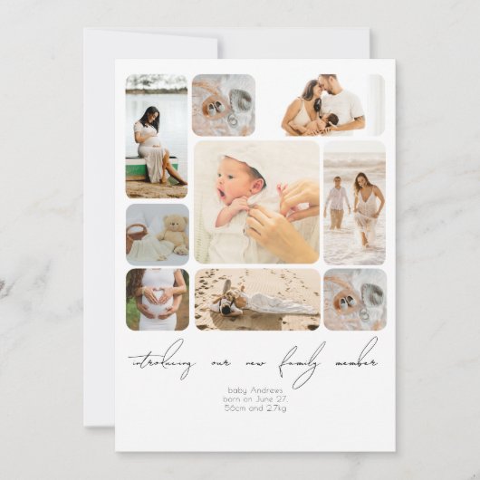 Einfache FotoCollage für Neugeborene Dankeskarte (Vorderseite)