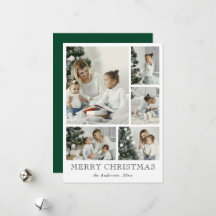 Einfache Fotocollage Grüne Weihnachtsfeiertagskart