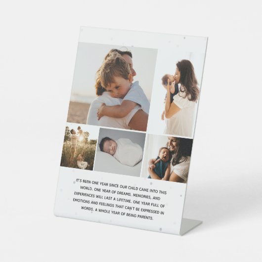 Einfache FotoCollage mit benutzerdefinierter Meldu Sockelschild (Vorderseite)