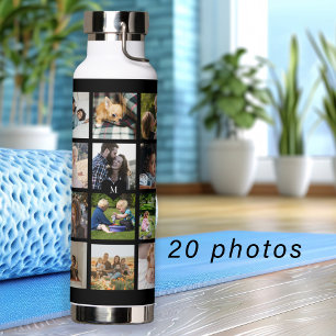 Einfache Fotocollage mit Monogramm als schwarzes E Trinkflasche