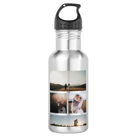 Einfache FotoCollage Modern Edelstahlflasche (Vorderseite)