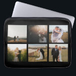 Einfache FotoCollage Modern Laptopschutzhülle<br><div class="desc">Moderner Laptop-Ärmel mit einem schlichten und minimalen Schwarz-Design mit einer Collage aus Foto von sechs Ihrer Lieblingsfotos. Dieser elegante Laptop-Ärmel ist perfekt für eine Braut,  die frisch verheiratet ist.</div>