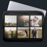 Einfache FotoCollage Modern Laptopschutzhülle<br><div class="desc">Moderner Laptop-Ärmel mit einem schlichten und minimalen Schwarz-Design mit einer Collage aus Foto von sechs Ihrer Lieblingsfotos. Dieser elegante Laptop-Ärmel ist perfekt für eine Braut,  die frisch verheiratet ist.</div>
