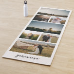 Einfache FotoCollage Modern Yogamatte<br><div class="desc">Moderne Yoga-Matte mit einem einfachen und minimalen Schwarz-Weiß-Design mit einer Foto-Collage von sieben Ihrer Lieblingsfotos Hochzeit zusammen mit Ihrem Namen in einem eleganten Skript. Diese maßgeschneiderte Yogamat ist perfekt für eine neue Braut.</div>