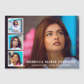 Einfache FotoCollage Moderner Abschluss Magneteinladung (Vorderseite)