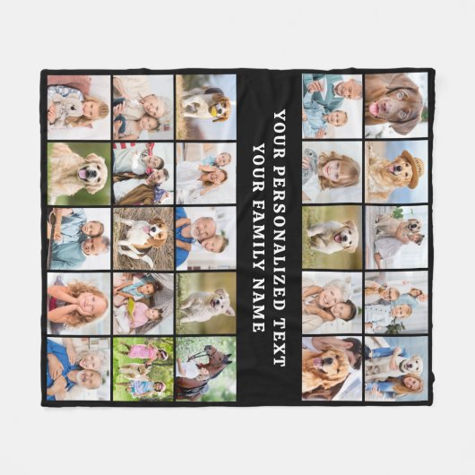 Einfache FotoCollage Personalisiert 25 Picture Bla Fleecedecke (Vorderseite (Horizontal))