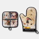 Einfache FotoCollage und Name des Fotos Ofenhandschuh & Topflappen-Set (Vorderseite)