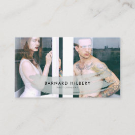 Einfache Fotograf Grau Pinselstriche Stroke Busine Visitenkarte