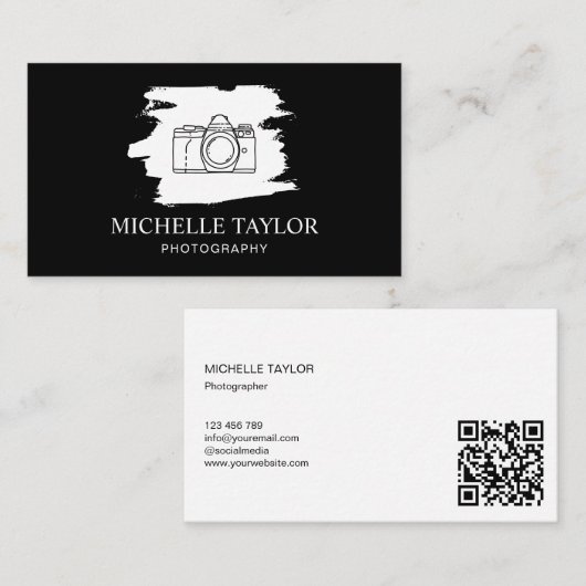 Einfache Fotografie Beruflich Camera QR-Code Visitenkarte (Vorne/Hinten)
