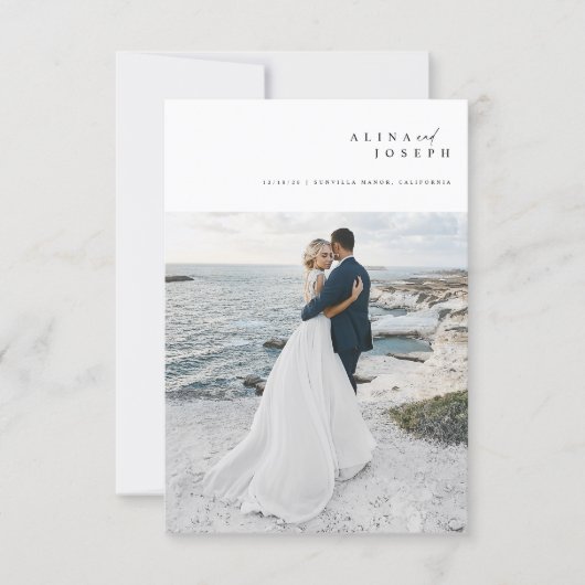 Einfache Fotohochzeit am Strand - Budgetfreundlich Einladung (Vorderseite)