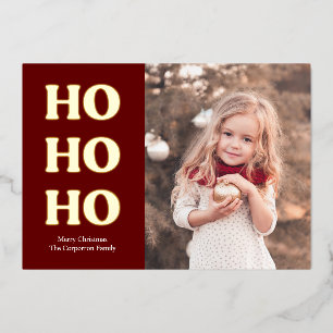Einfache Fotokarte zu Weihnachten   Ho Ho Ho Folien Feiertagskarte