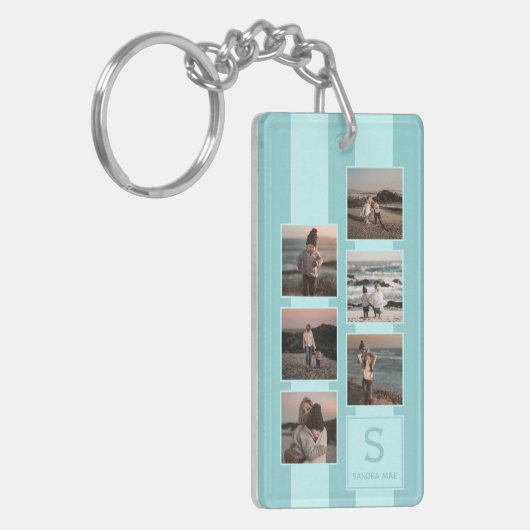 Einfache Fotos für helles Aquamarines Türkisblau Schlüsselanhänger (Vorderseite links)