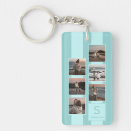 Einfache Fotos für helles Aquamarines Türkisblau Schlüsselanhänger