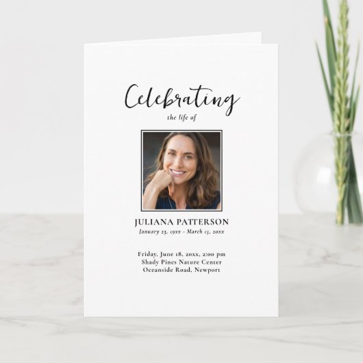 Einfache Fotos Klassischer Beerdigungsauftrag Programm (Vorderseite)