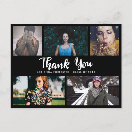Einfache Fotos mit fünf Abschlüssen | Danke, Black Postkarte (Vorderseite)