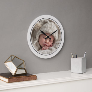 Einfache Fotovorlage Personalisierter Rahmen Große Wanduhr