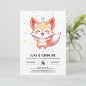 Einfache Fox 1. Geburtstag Einladung (Stehend Vorderseite)