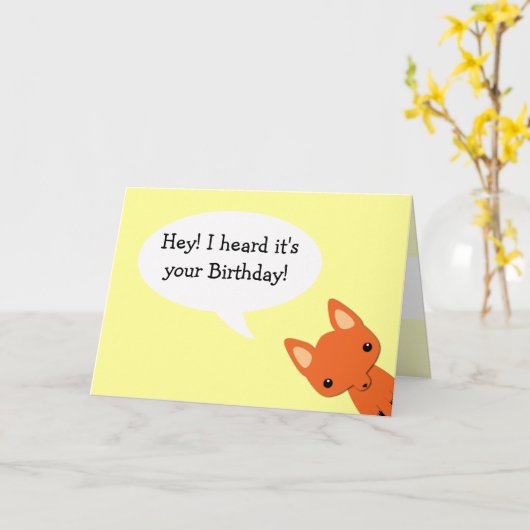 Einfache Fox Geburtstagskarte Karte (Gelbe Blume)