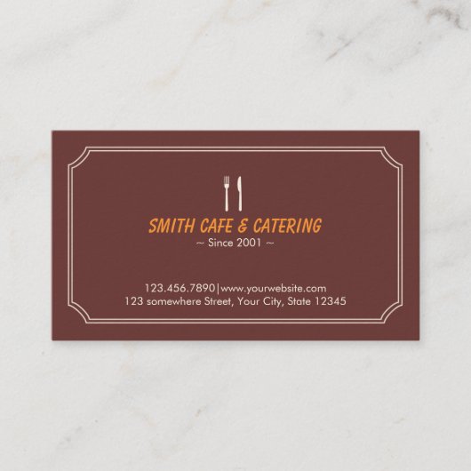 Einfache Frame Cafe & Catering Business Card Visitenkarte (Vorderseite)